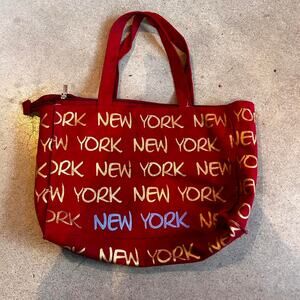 Y2K New York Tourist Fun Red and Gold Tote Bag